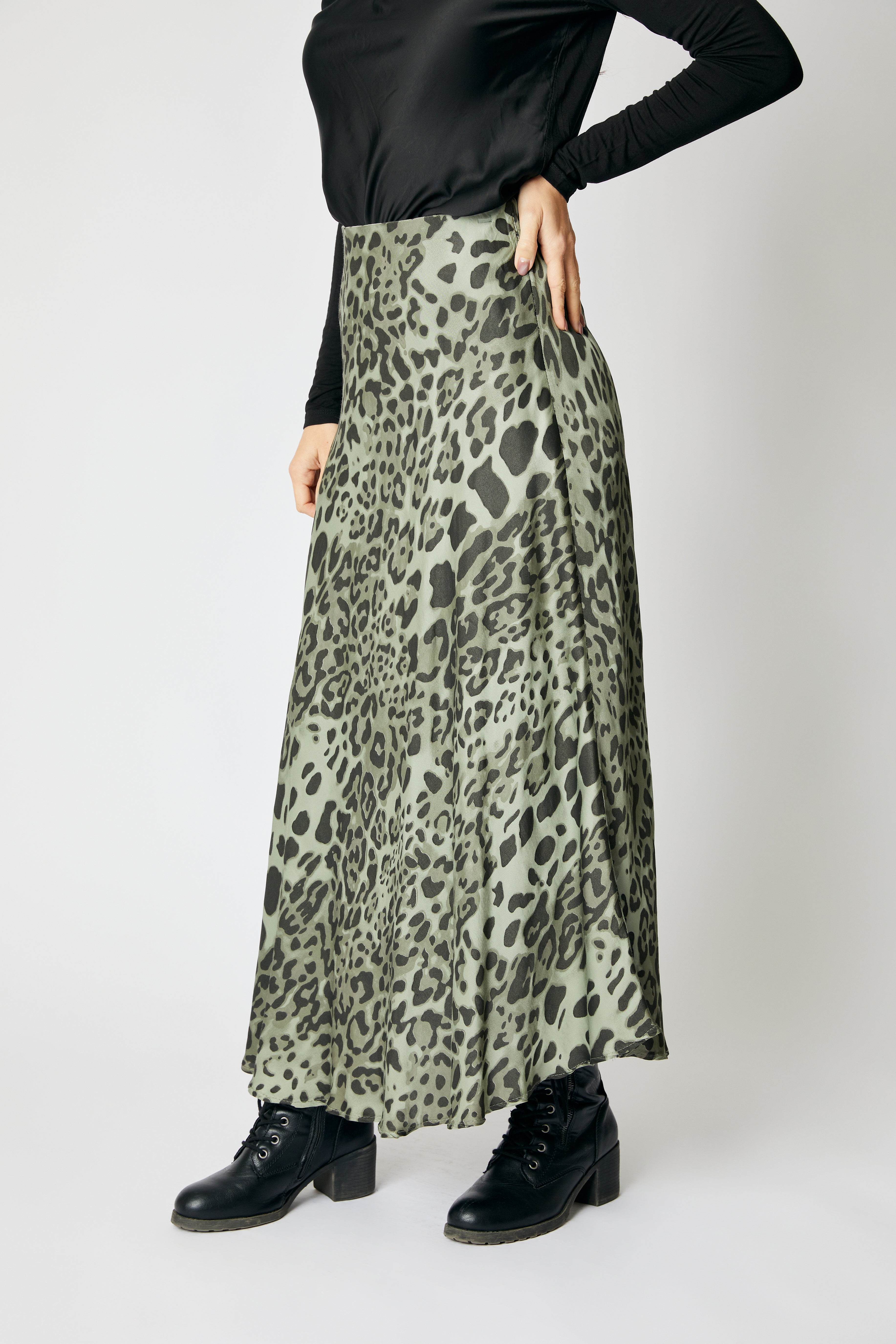 Bias Cut Leopard Skirt (5 Colors)