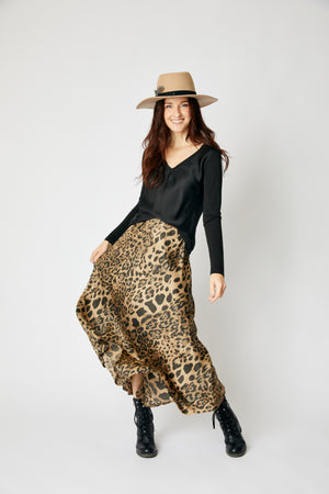 Bias Cut Leopard Skirt (5 Colors)