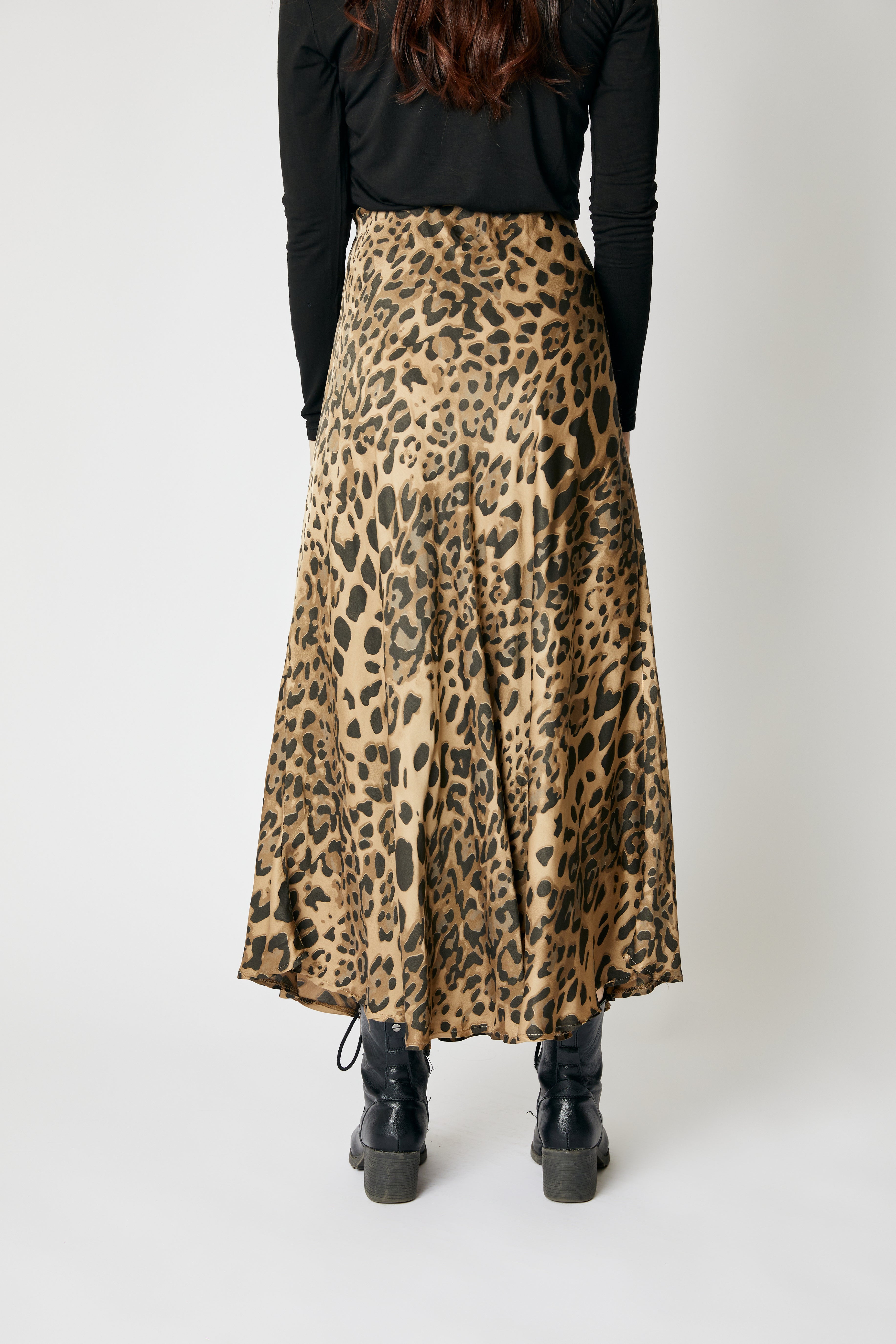 Bias Cut Leopard Skirt