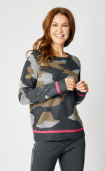 Camo Sweater with a Hot Pink Trim