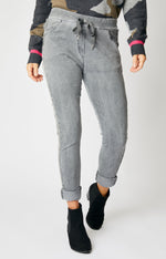 Rhinestone Super-Stretch Italian Pants Solid Colors - Jacqueline B Clothing