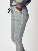 Rhinestone Super-Stretch Italian Pants Solid Colors - Jacqueline B Clothing