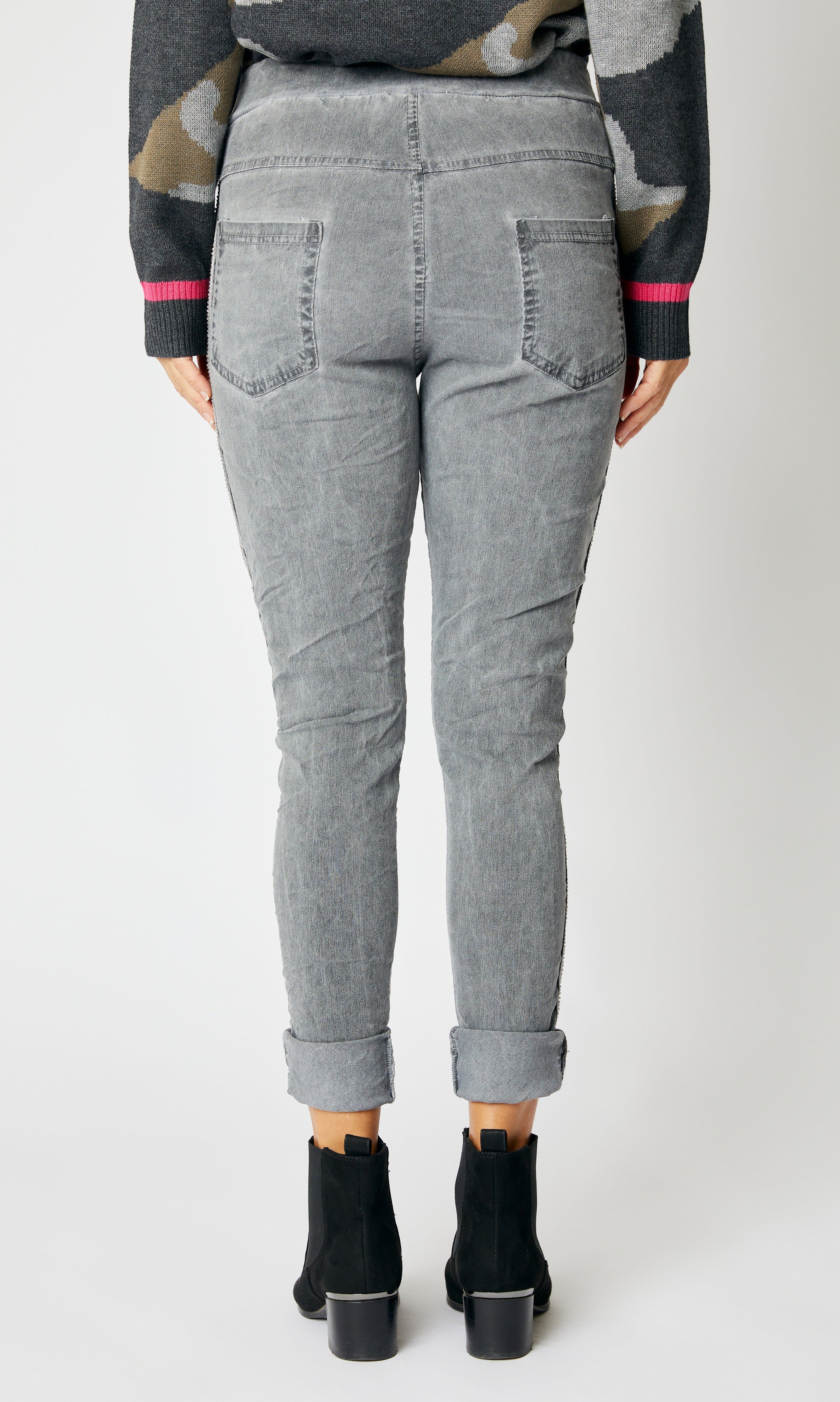 Rhinestone Super-Stretch Italian Pants Solid Colors - Jacqueline B Clothing