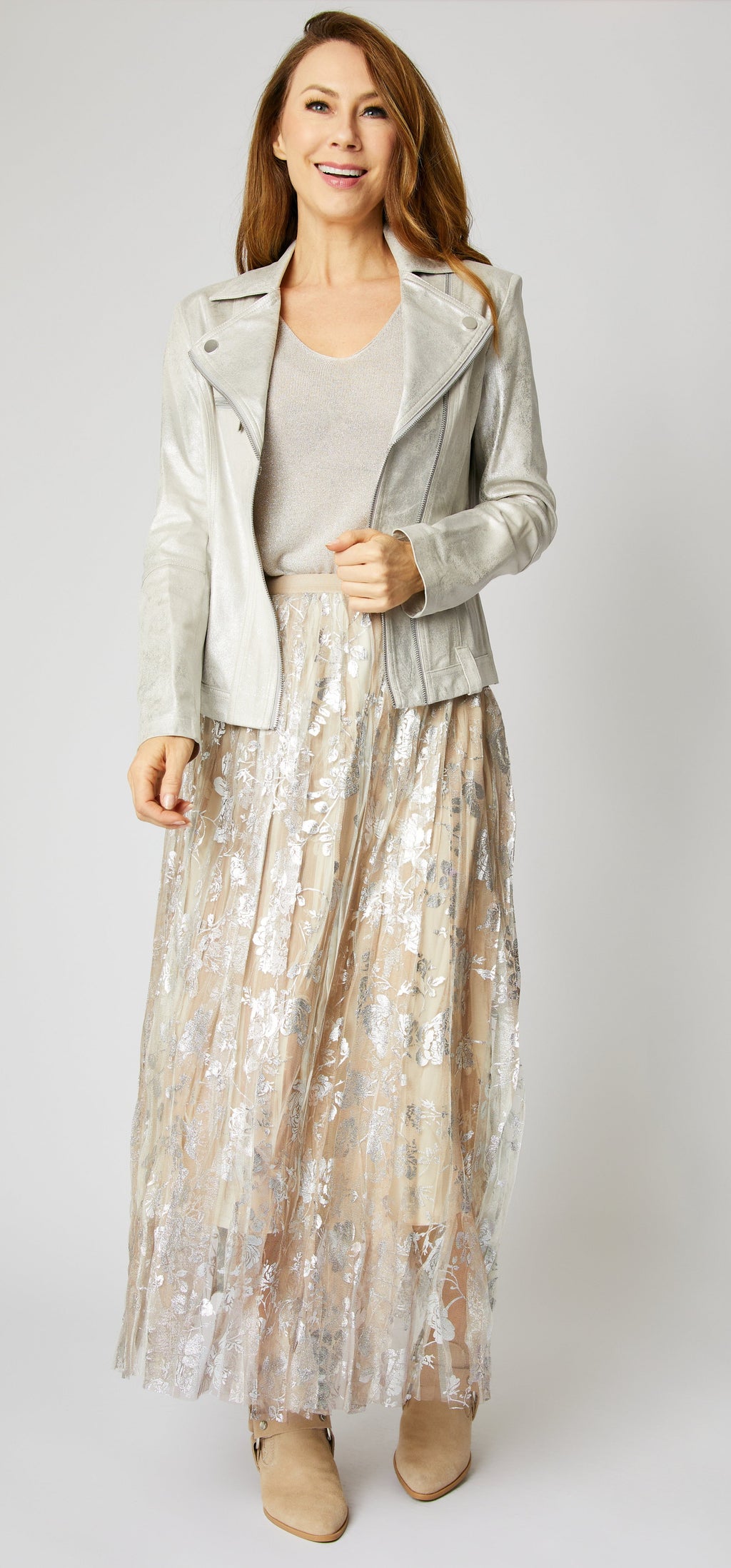 Faux Leather Silver Jacket