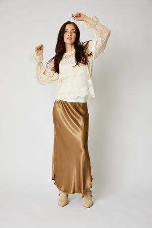 Bias Cut Satin Skirt