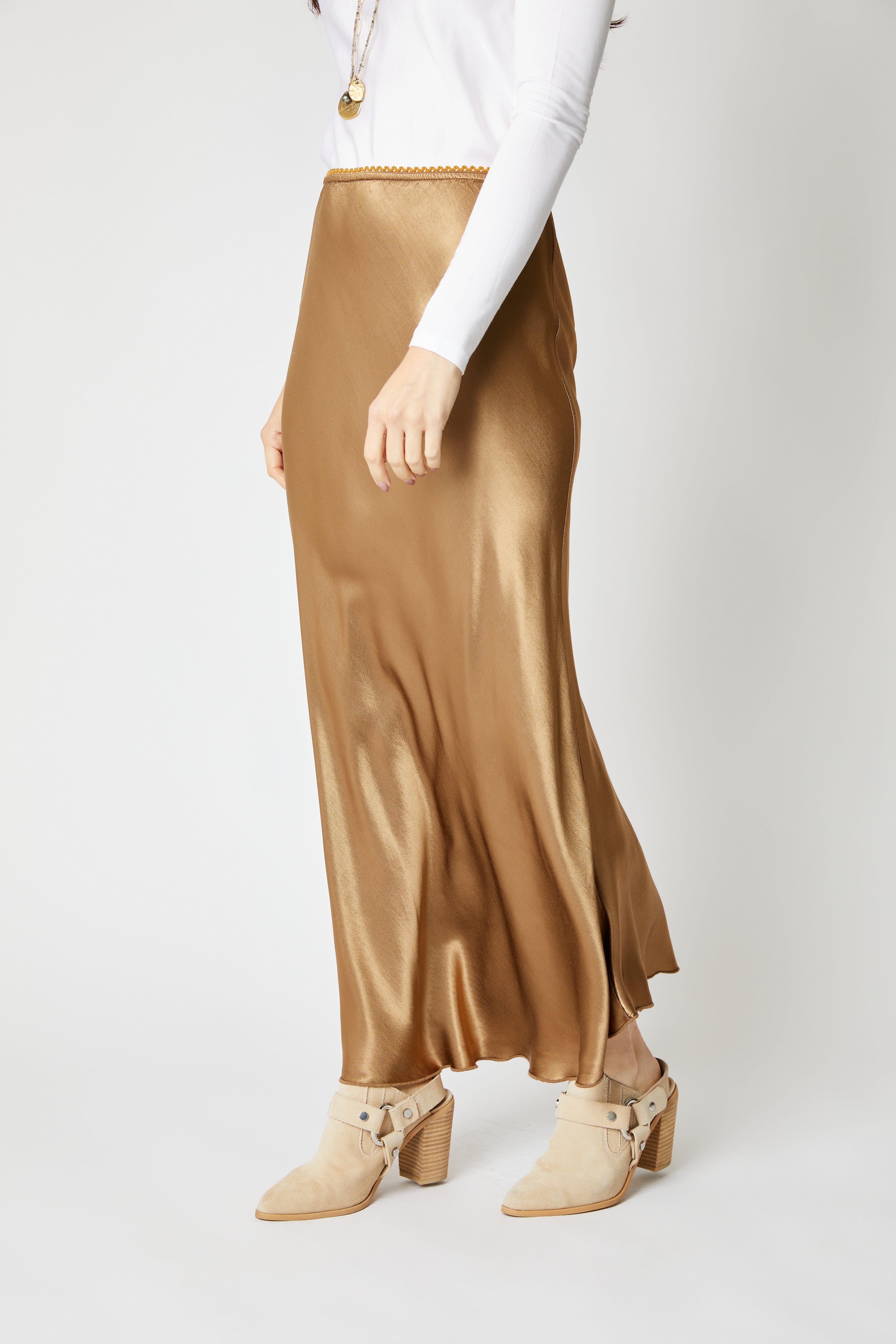 Bias Cut Satin Skirt