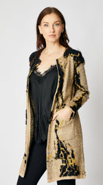 Golden Abstract Long Cardigan - Jacqueline B Clothing