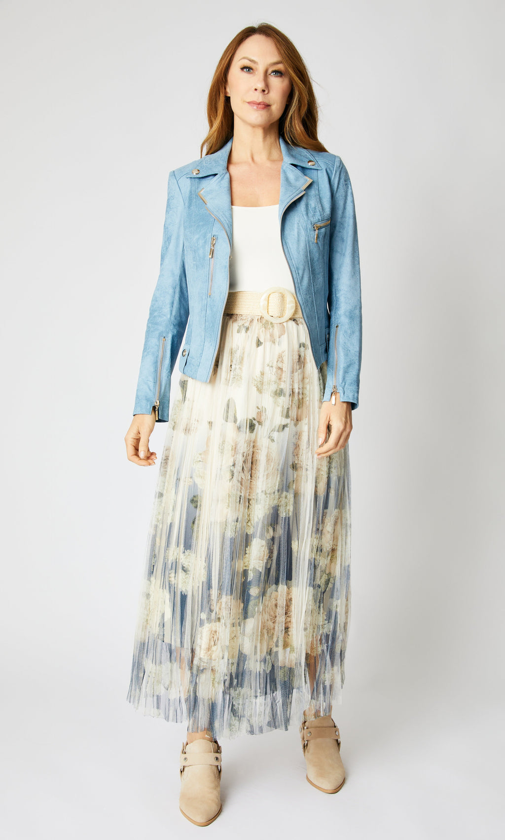 Faux Leather Denim Jacket