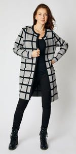 Geometric Gray/Black Sweater Coat - Jacqueline B Clothing