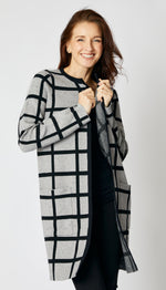 Geometric Gray/Black Sweater Coat - Jacqueline B Clothing