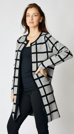 Geometric Gray/Black Sweater Coat - Jacqueline B Clothing