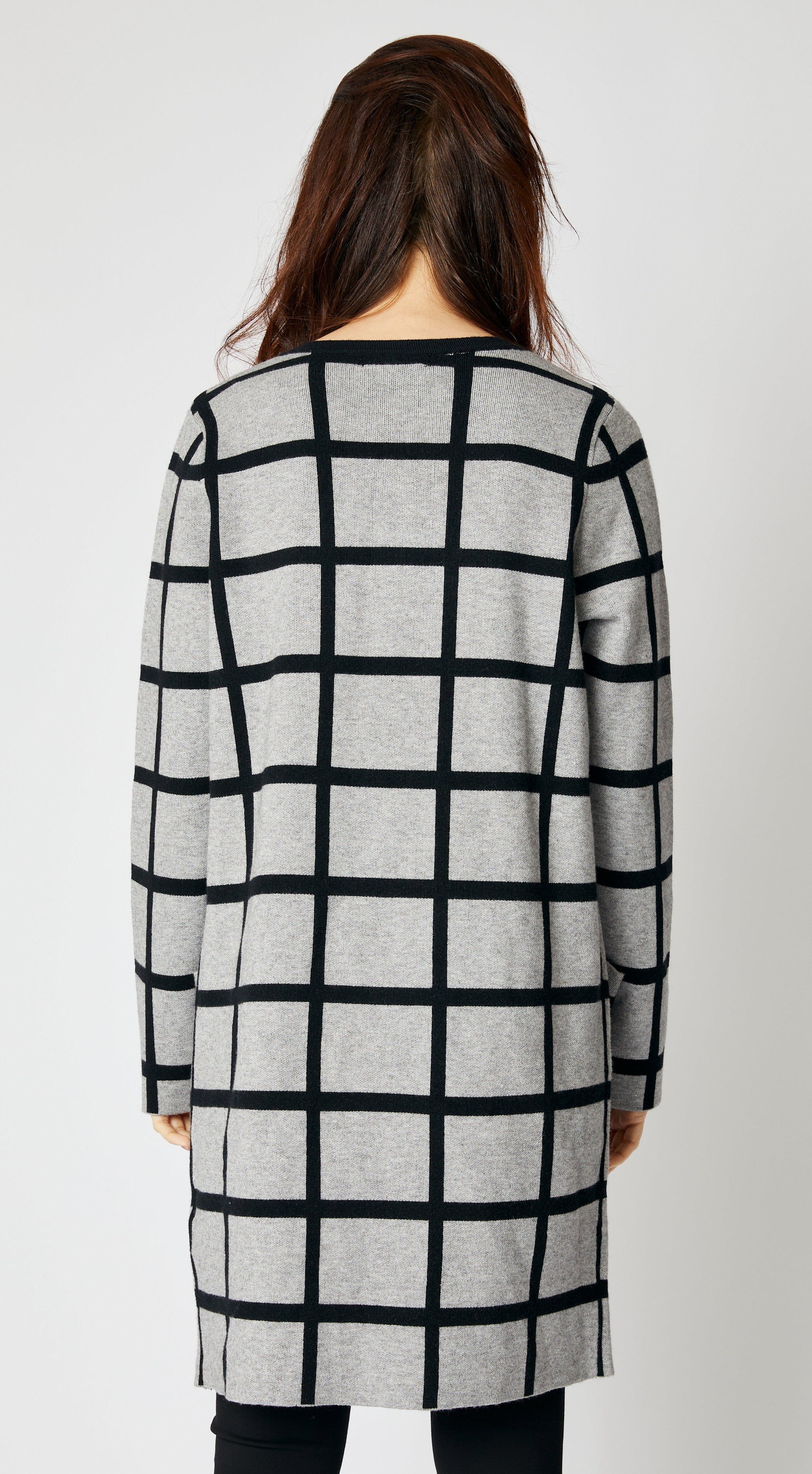 Geometric Gray/Black Sweater Coat - Jacqueline B Clothing