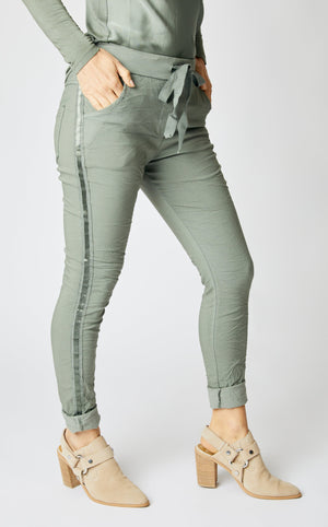 Satin Stripe Italian Stretch Pants - Jacqueline B Clothing
