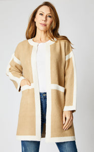 Geometric Camel Coat - Jacqueline B Clothing