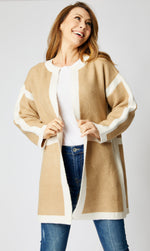Geometric Camel Coat - Jacqueline B Clothing