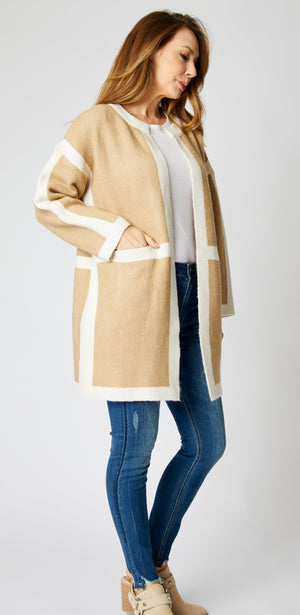 Geometric Camel Coat - Jacqueline B Clothing