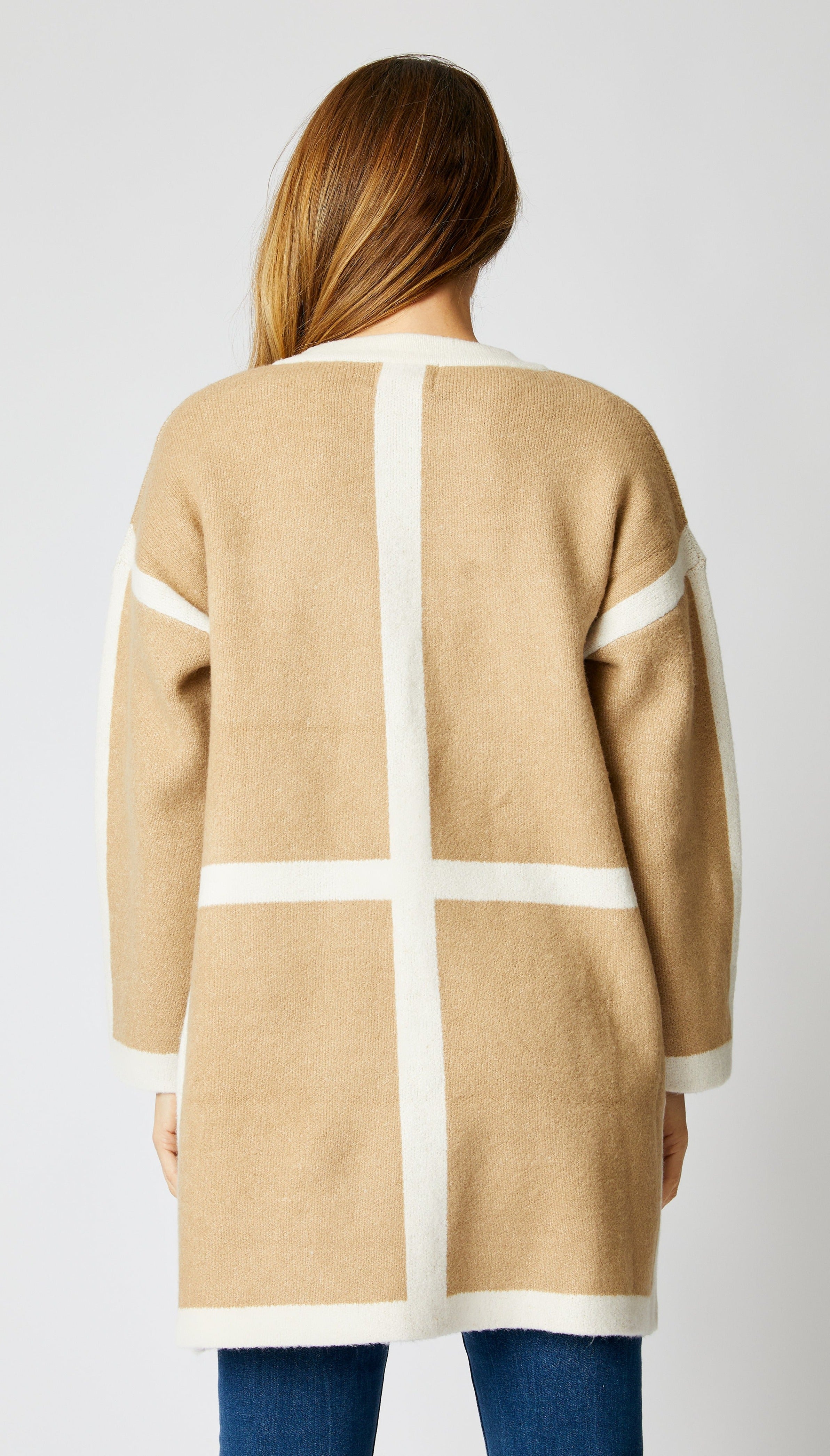 Geometric Camel Coat - Jacqueline B Clothing