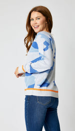 Blue Camo Sweater with an Orange Trim