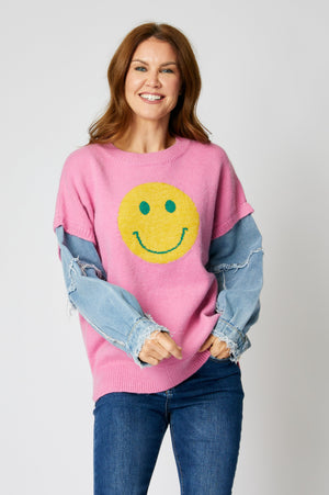 Smiley Denim Sweater