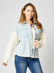 Denim & Cable Knit Shacket