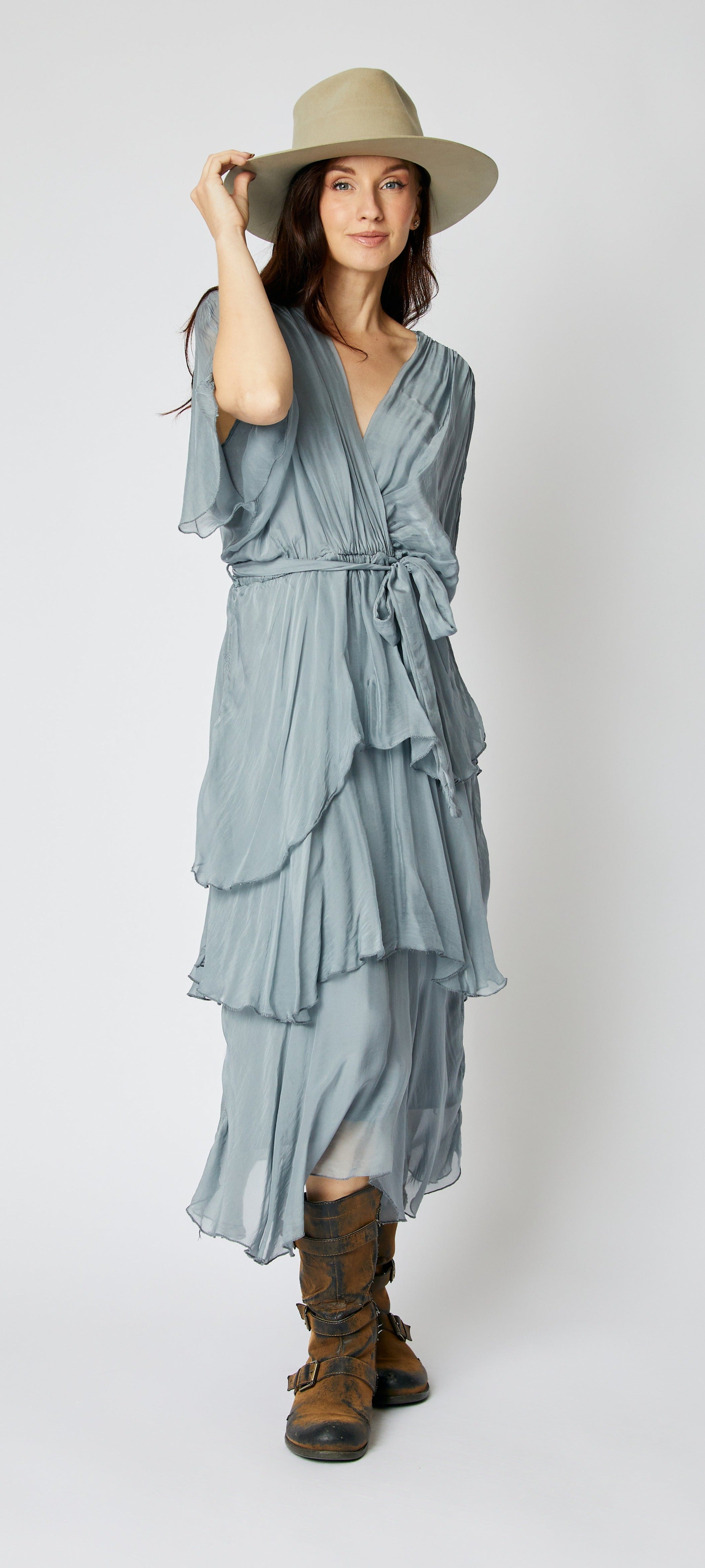 Italian Silk Ruffled Dress – Jacqueline B Clothing