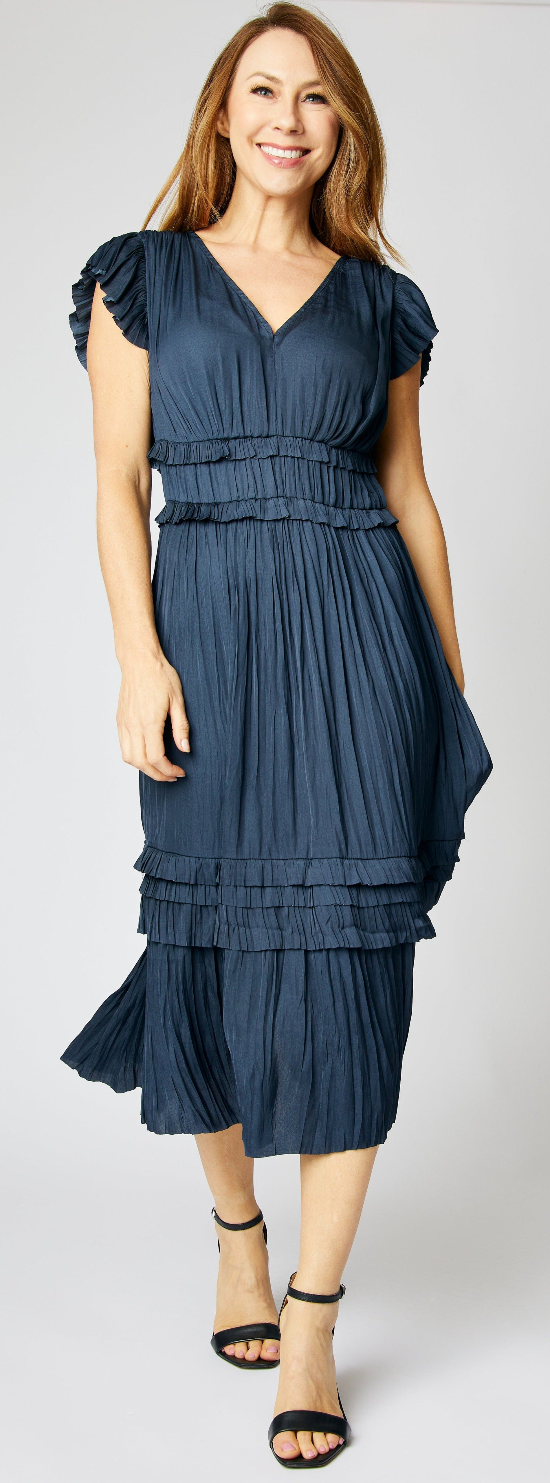 Solid Ruched Waist Dress