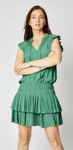 Jacquard Short Sleeve Drop Waist Dress - Jacqueline B Clothing