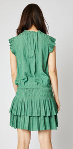Jacquard Short Sleeve Drop Waist Dress - Jacqueline B Clothing