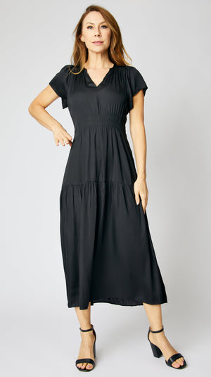 Ruched Short Sleeve Maxi Dress - Jacqueline B Clothing