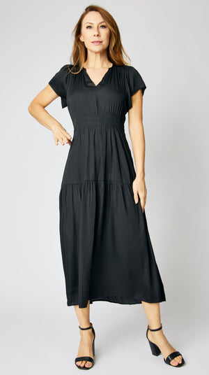 Ruched Short Sleeve Maxi Dress