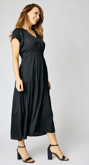 Ruched Short Sleeve Maxi Dress - Jacqueline B Clothing