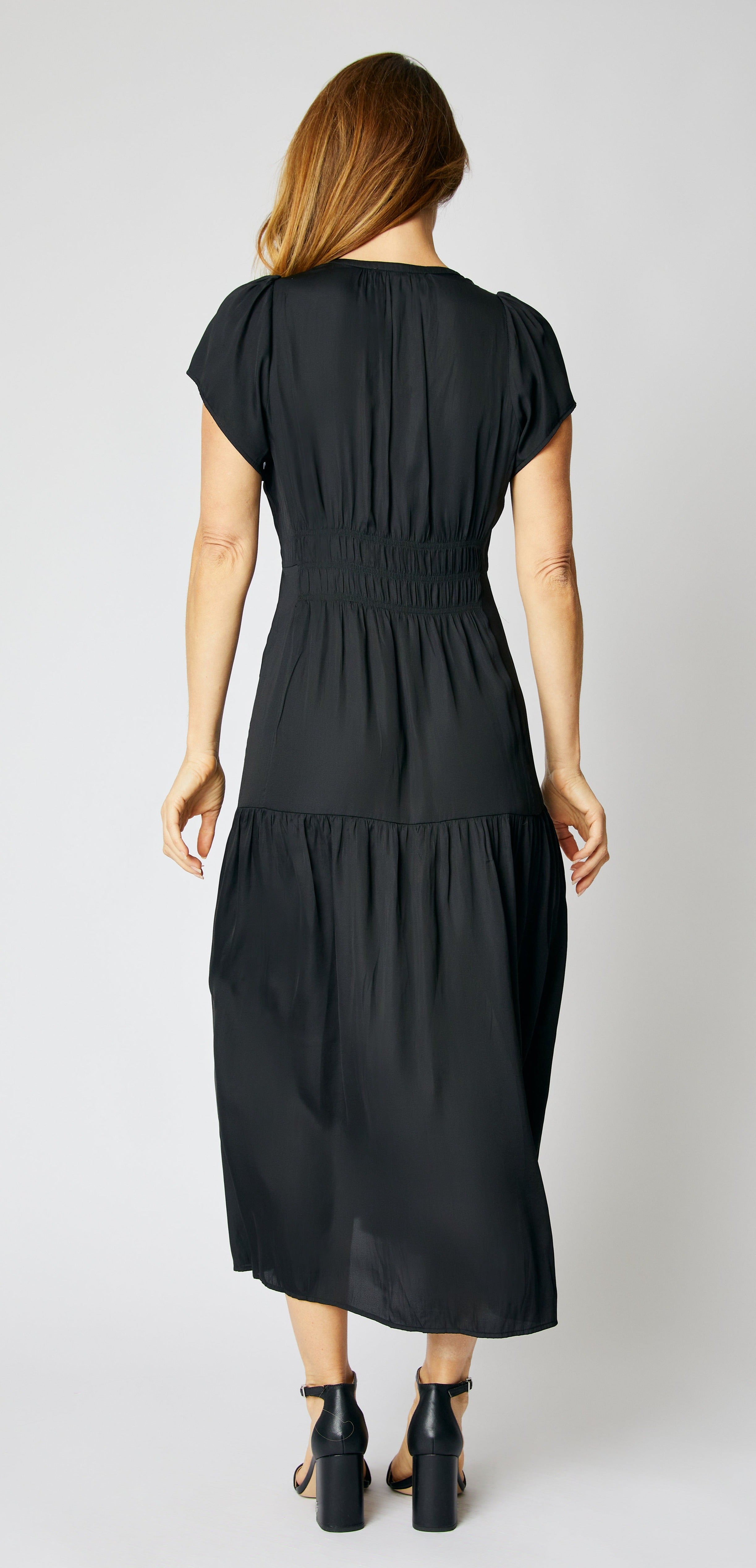 Ruched Short Sleeve Maxi Dress - Jacqueline B Clothing