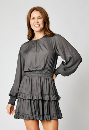 Long Sleeve Dress w/ Double Layer S / Gray Long Sleeve Dress w/ Double Layer S / Gray