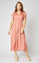Ruched Short Sleeve Maxi Dress - Jacqueline B Clothing