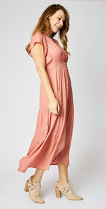 Ruched Short Sleeve Maxi Dress - Jacqueline B Clothing
