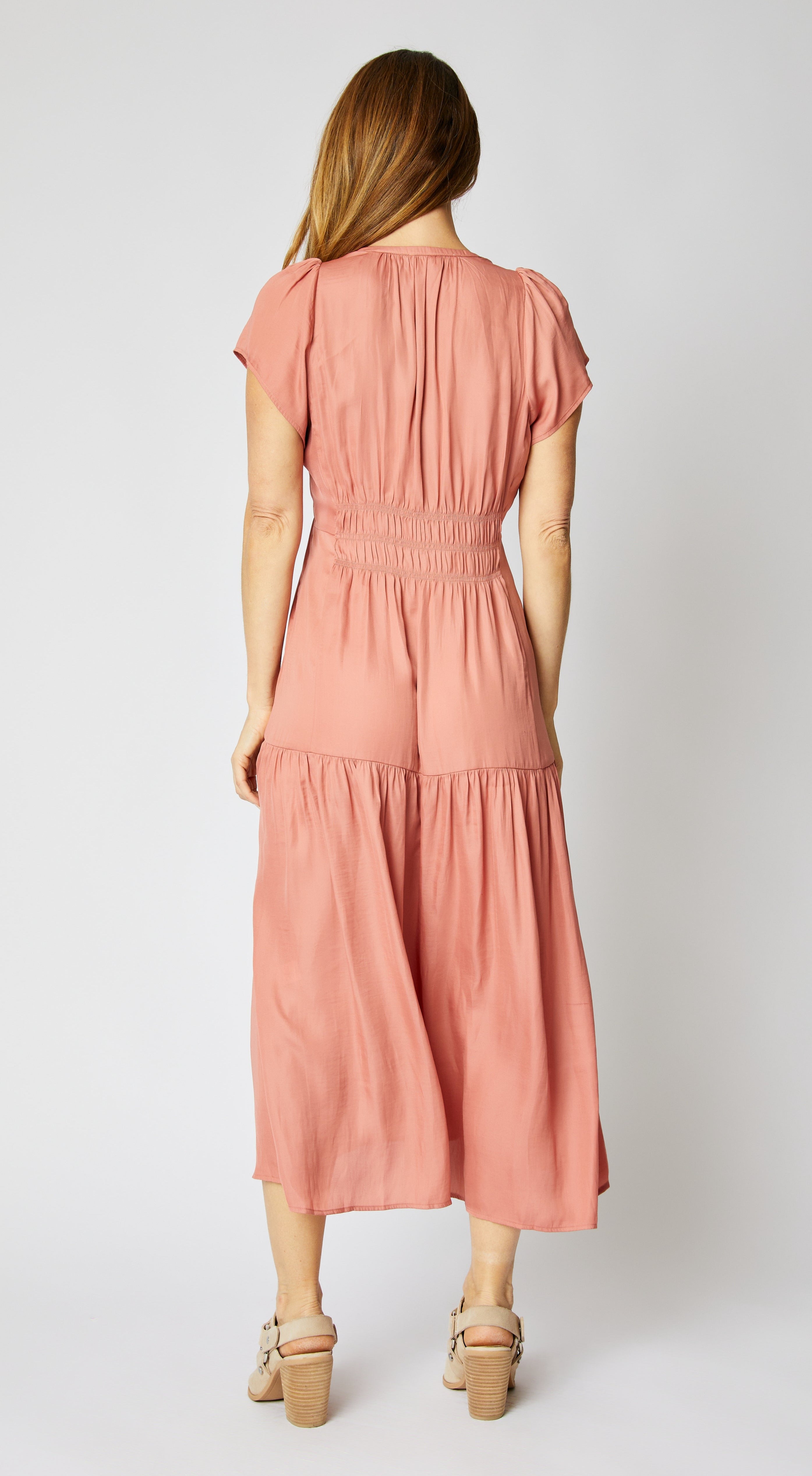 Ruched Short Sleeve Maxi Dress - Jacqueline B Clothing