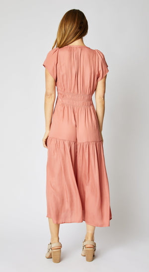 Ruched Short Sleeve Maxi Dress - Jacqueline B Clothing