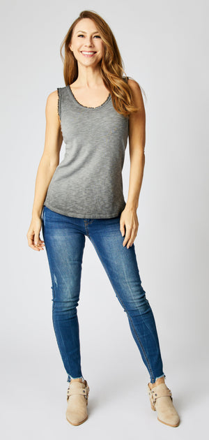 Distressed Raw Edge Tank