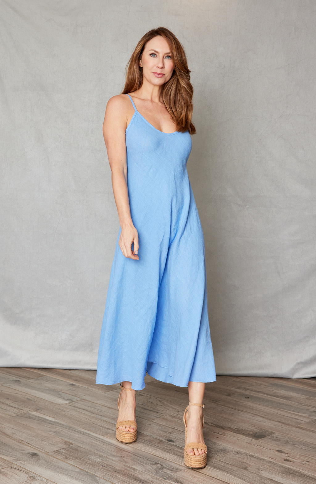 Spaghetti strap linen dress