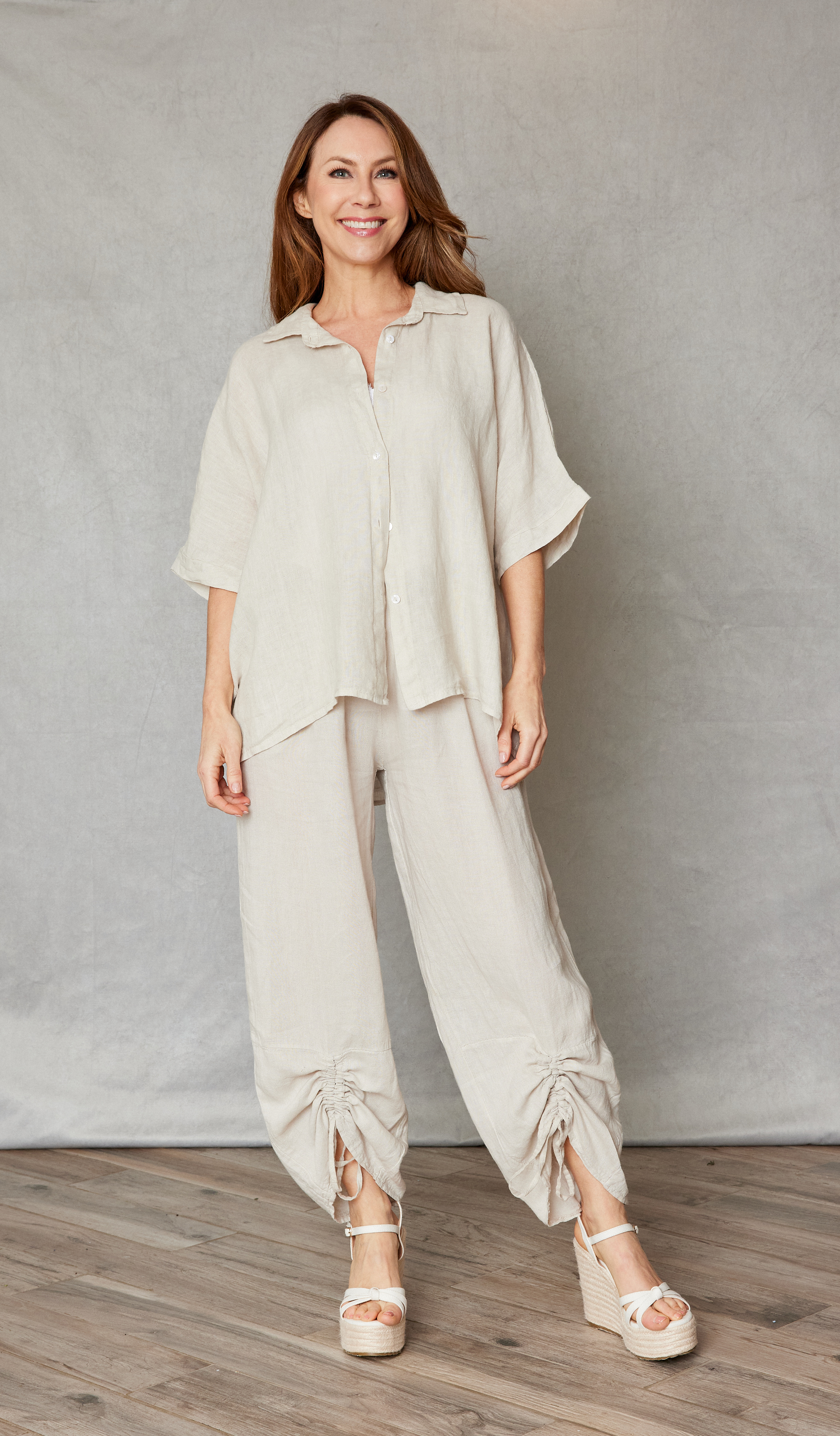 Linen Draw Cord  Botom Pant
