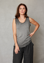 Raw Edge Bias Cut V-Neck Linen Tank