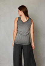 Raw Edge Bias Cut V-Neck Linen Tank