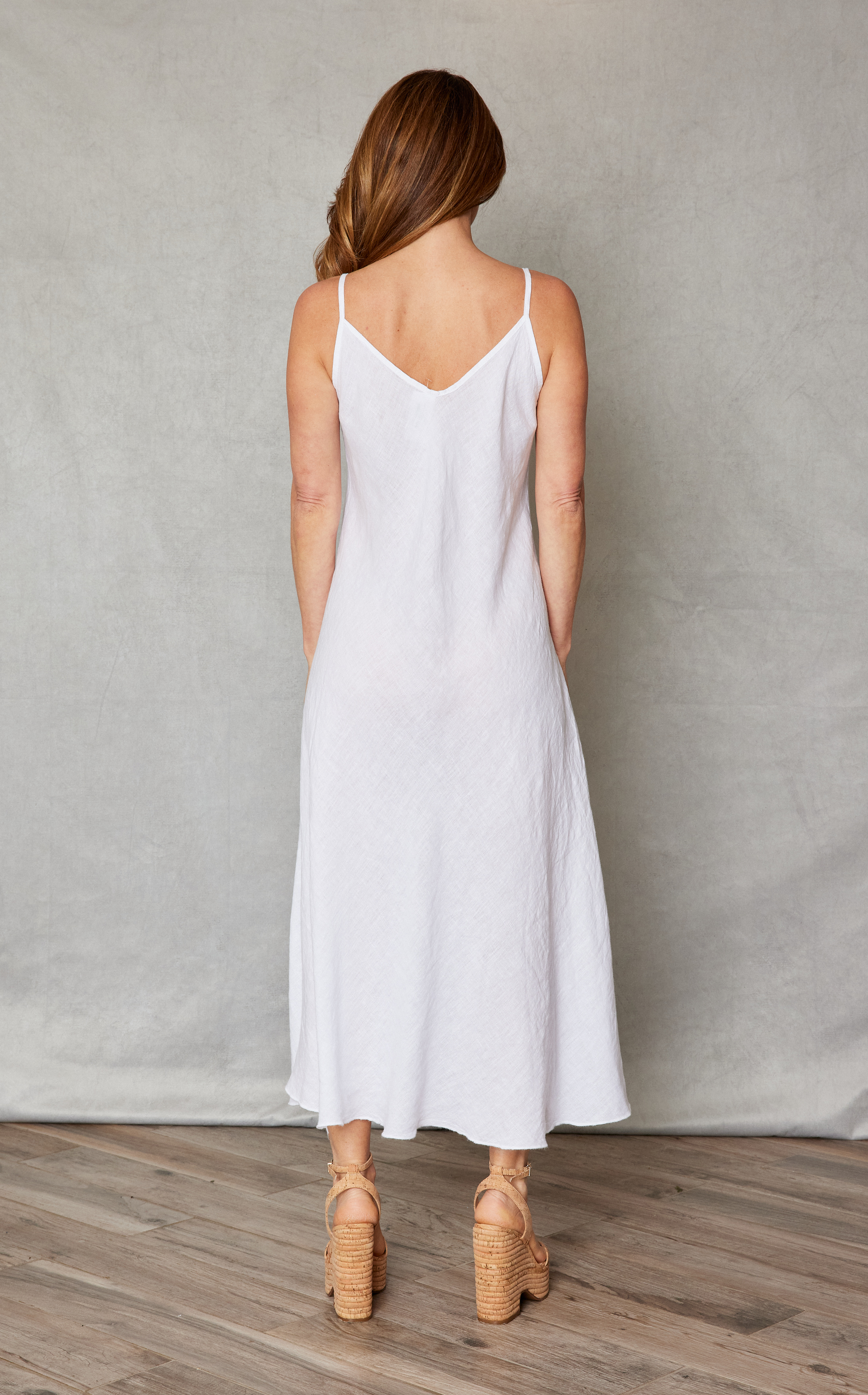 Spaghetti strap linen dress
