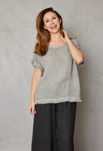 Raw Edge Open Weave Linen Top (4 Colors)