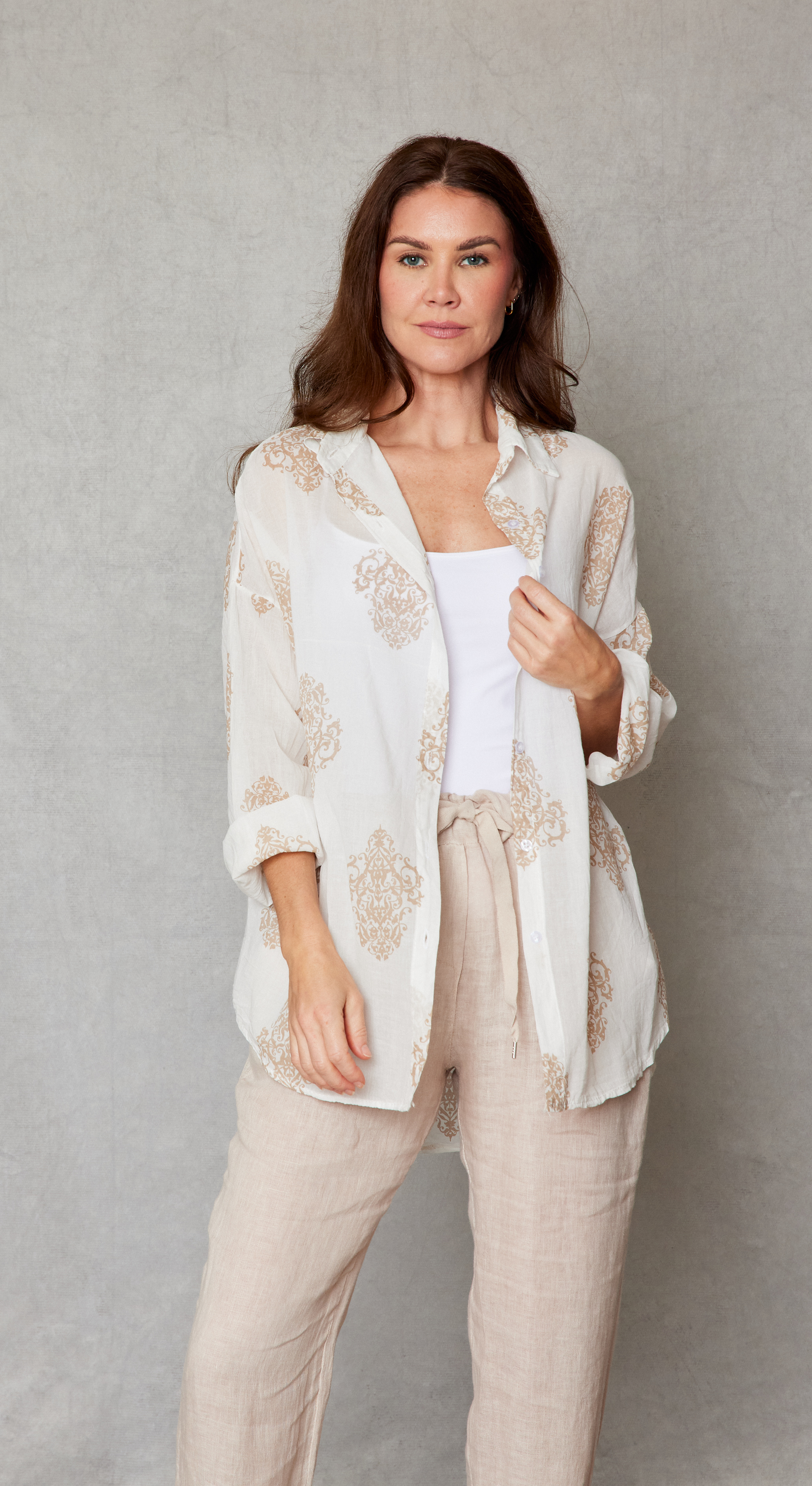 Baroque Pattern Cotton Voile Blouse