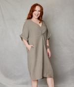 Linen Twist Front Dress