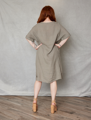 Linen Twist Front Dress