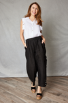 Linen Ankle-Length Button Trim Pant