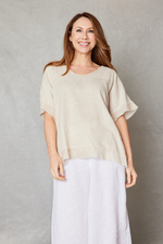 Linen Raw Edge Oversized Top
