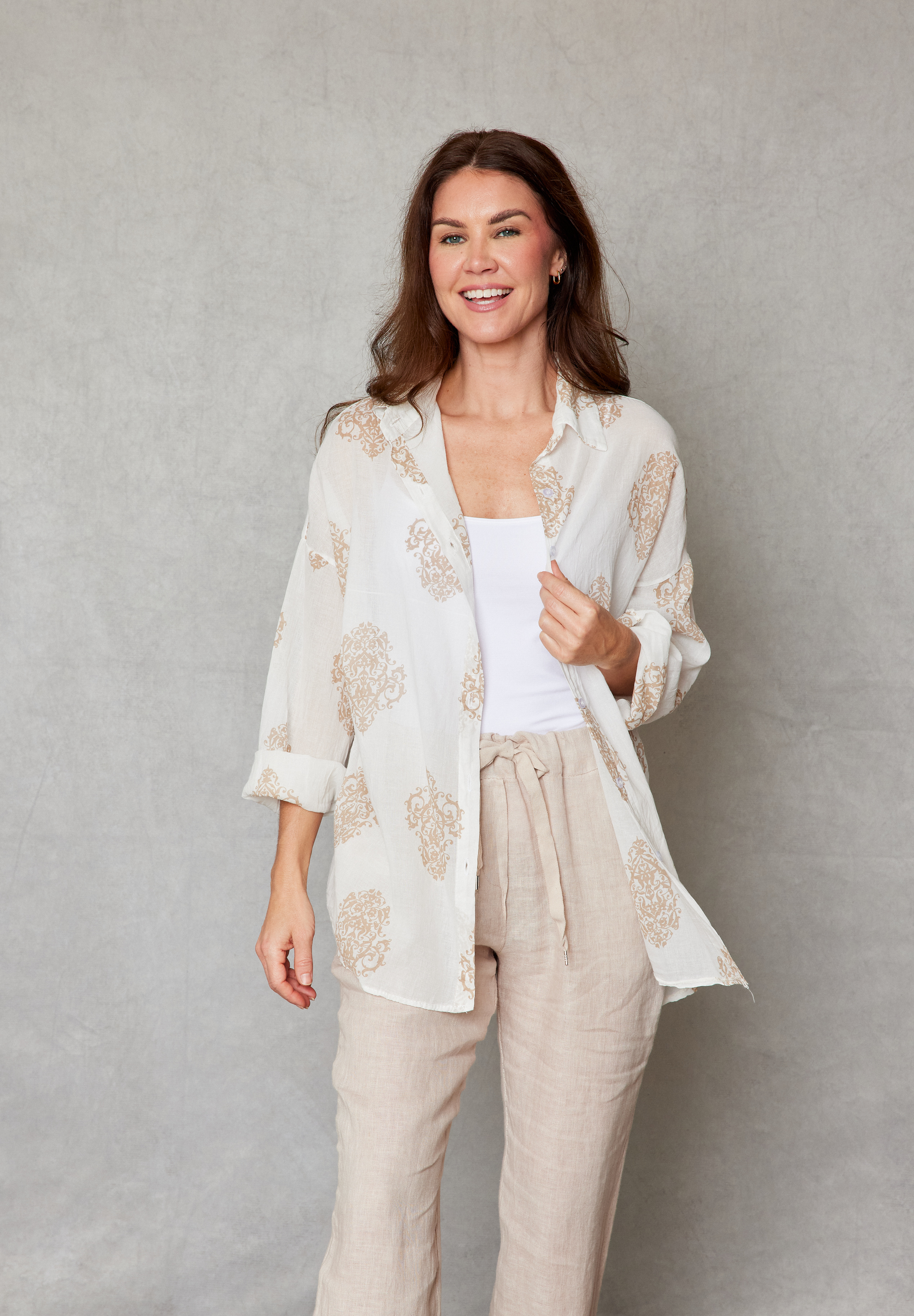 Baroque Pattern Cotton Voile Blouse